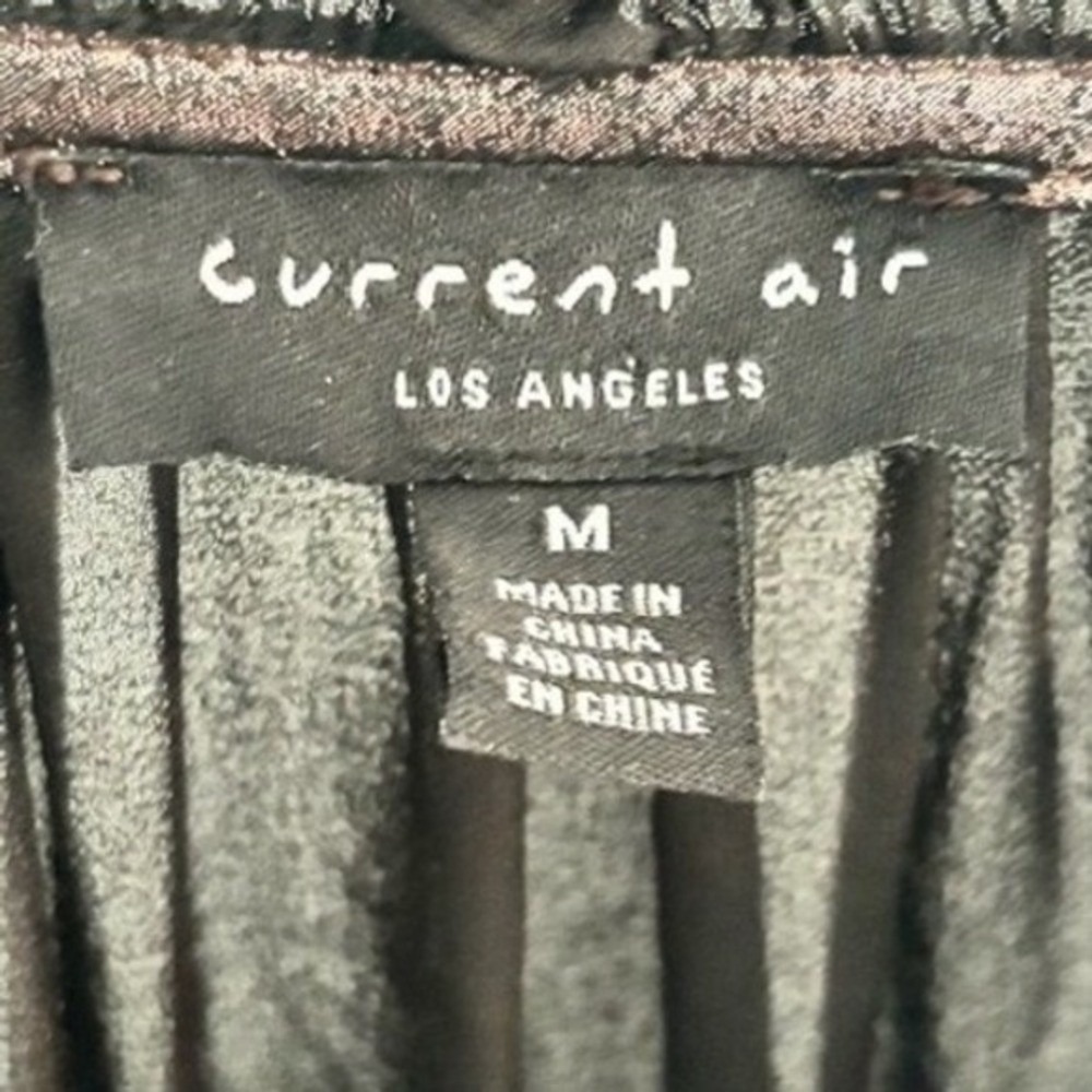Anthropologie Current Air Metallic Peplum Blouse Rose Gold Long Sleeve Top M - Picture 6 of 8